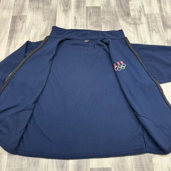 ✅ Mens XL Olympics USA Embroidered Logo Full Zip Fleece Jacket Navy Made In USA - Picture 6 of 8